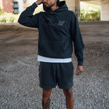 Washed Black Blurred Jogger Shorts