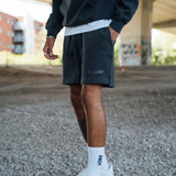 Washed Black Blurred Jogger Shorts