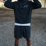 Washed Black Blurred Jogger Shorts