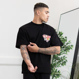 Black Colour Block Graphic Tee