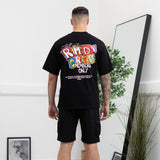 Black Colour Block Graphic Tee
