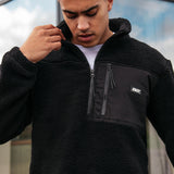 Black Tech 1/4 Zip Sherpa Jacket